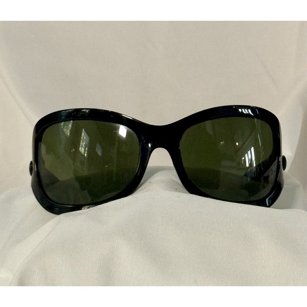 Vintage Spy Optic Bianca 021C Sunglasses Y2K Black Wrap Green Lenses Made Italy